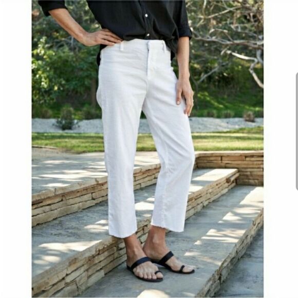 Frank & Eileen Kinsale Performance Cotton Linen Crop Pants Size: 2 White - Picture 1 of 3